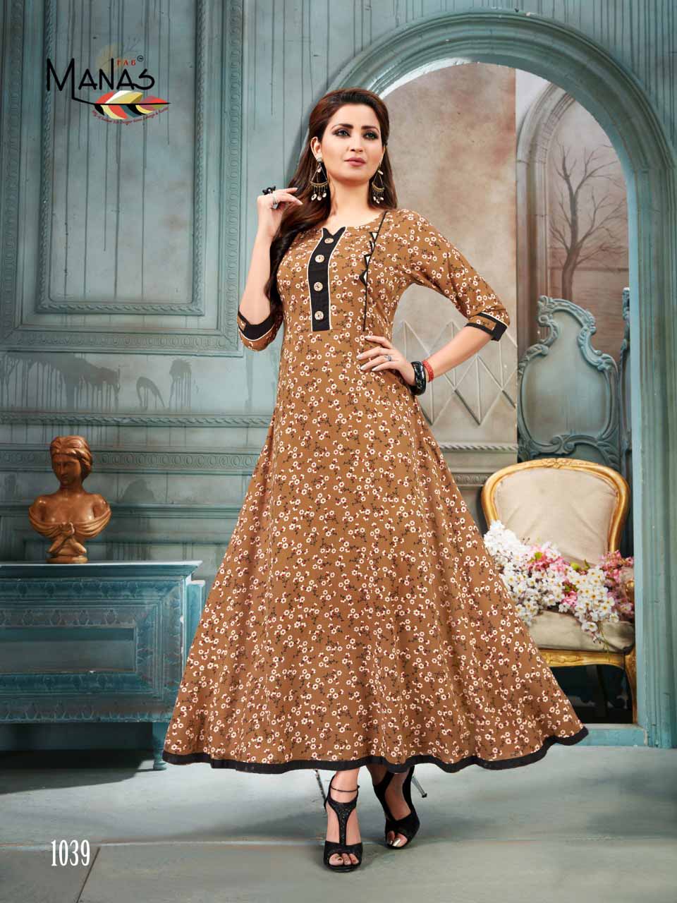 Manas Bhakti Vol 6 Long Flair Rayon Printed Gown Manas Bhakti Vol 6 Long Flair Rayon Printed Gown